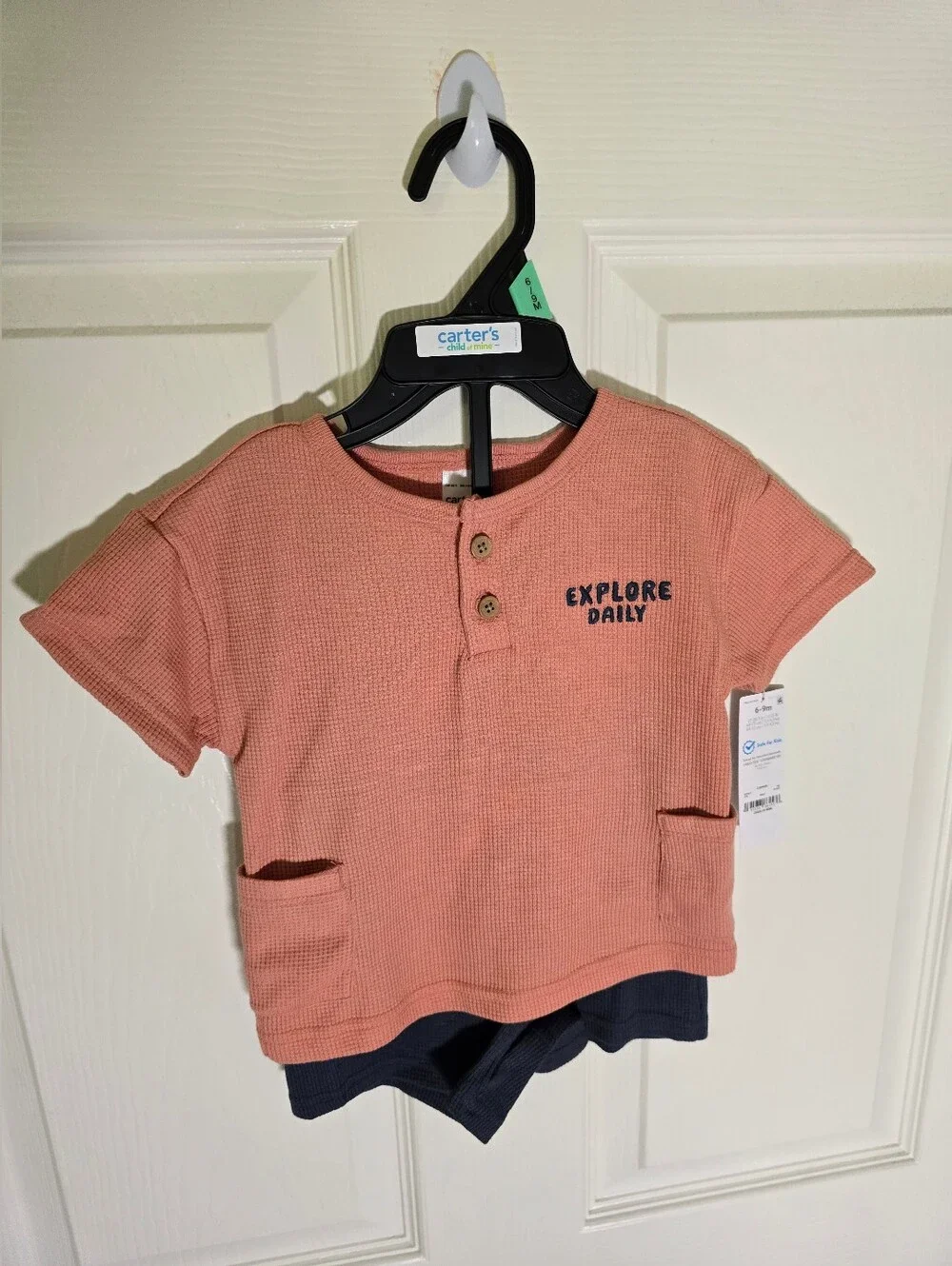 NWT Carter's Baby Boys Explore Daily Waffle Knit Set 6-9M